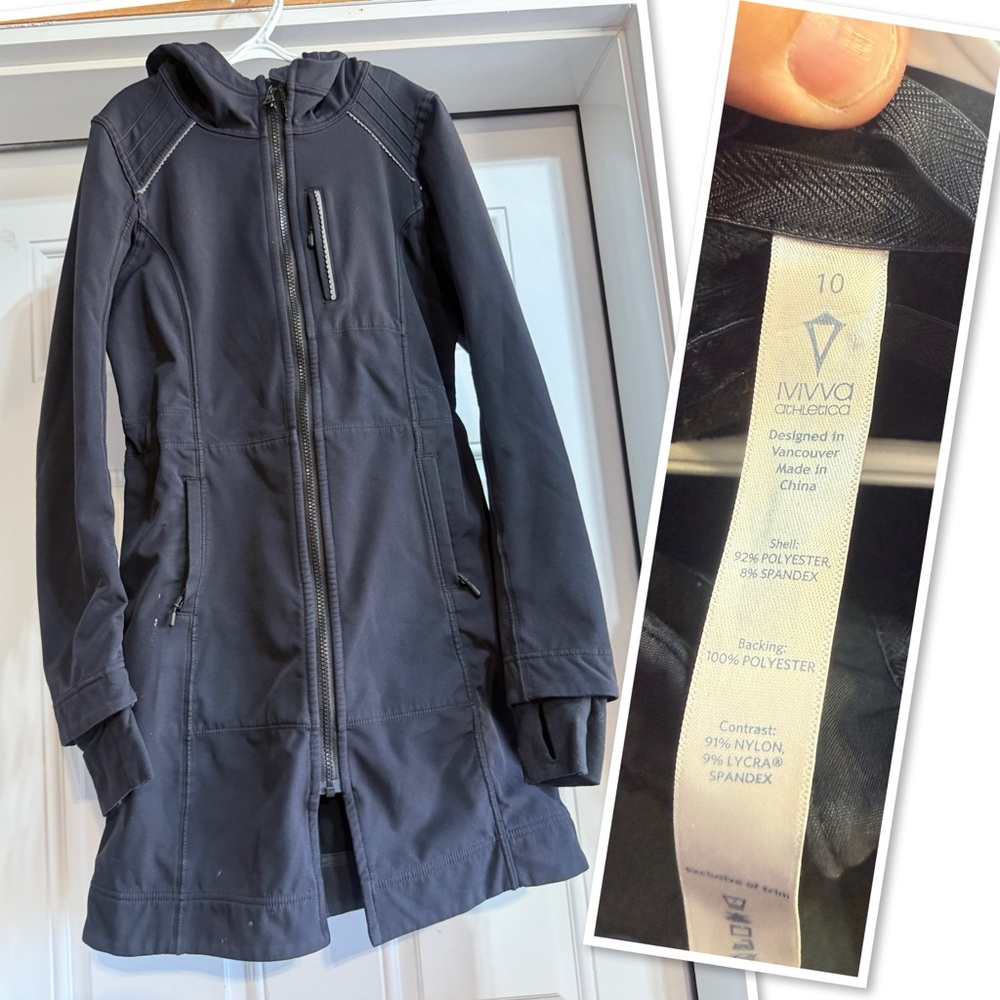 Ivivva Black Hooded Raincoat sz 10